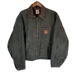 Carhartt J97 MOS Mens Moss Green Detroit Jacket Coat Full Zip Lined Vintage *5XL